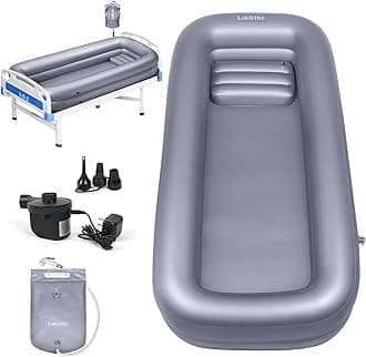 Silvery Medical Inflatable Shower Bath Basin Kit, PVC Portable Bathtub with Electric Air Pump, Portable Bathtub Wash Full Body in Bed Bath, for Elderly