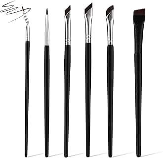 6pcs Angled Eyeliner Brush, Precision Eyeliner Eyebrows Eyeshadows Makeup Brush Set Fine Angled Eyeliner Brush Set Ultra Flat Thin Brush for Beauty Cosmetic Tool makeup