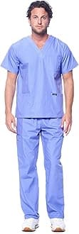 Dagacci Scrubs for Men Set - V-Neck Scrub Top and Cargo Pants - 8 Pockets Men Scrubs Set