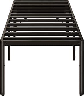 24 Inch High Twin Bed Frames with Rounded Corner Legs, Heavy Duty Metal Twin Size Platform Bed Frame No Box Spring Needed, Easy Assembly, Noise Free, Black