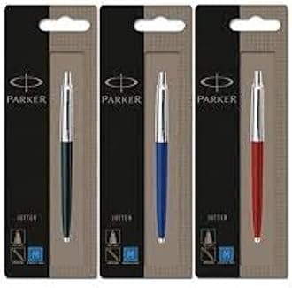 Parker Jotter 3 Colours - 1 Black 1 Blue 1 Red Ballpoint Pen.