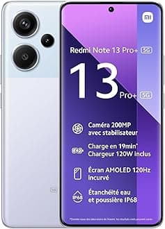 Redmi Note 13 Pro+ 5G (256GB + 8GB) 6.67" 200Mp Triple (for Tmobile Mint Tello & Global) Global Version Unlocked (Aurora Purple)