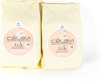 Celavi Makeup Remover Cleansing Wipes Removing Towelettes 2 Packs - 60 Sheets (Milk)