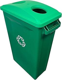 Chabrias Ltd 87 Litre Slim Bin Recycling Container, Space Saving Design, Rectangular for Home, Office, Kitchen – Commercial Product Vented Slim Waste Receptacle Bin (1, Green & Green 2 Hole Lid)