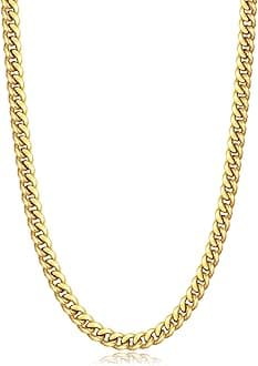 Momlovu Cuban Link Chain Necklace for Men Boys | 316L Stainless Steel Diamond-Cut Cuban Chain, Mens Jewelry, 4mm 6mm 18-26 Inch, Gifts for Men Boys
