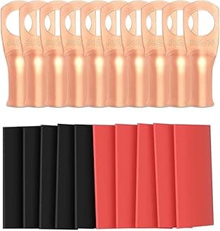 10pcs 8 Awg - 5/16" (M8) Sanuke Wire Lugs Ring Terminal Connectors Ends Heavy Duty for Battery Cable Lug Wire Electrical Eyelets with 3:1 Dual Wall Adhesive Heat Shrink