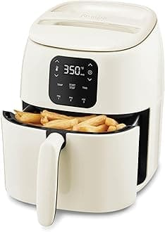 Tasti-Crisp™ Ceramic Air Fryer Oven, 2.6 Qt., Cream – Compact Air Fryer for Healthier Food in Minutes, Ceramic Nonstick Surface, Ideal for Small Spaces - Auto Shut Off, Digital, 1000-Watt
