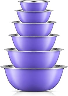 Stainless Steel Mixing Bowl Set of 6-5qt to 0.5qt Nesting Bowls for Dough, Batter & Baking