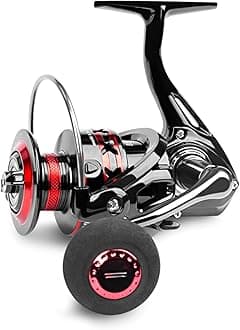 Saltwater Spinning Reel Reversible Fishing Reel Black-red Foldable Handle Interchangeable LeftRight Lightweight Smooth Powerful Spinning Fishing Reel with 5.0:1 Gear Ratio for Boat Fishing