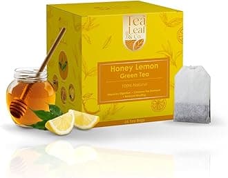 Tea Leaf & Co. Honey Lemon Green Tea with Vitamin C Boosts Immunity Digestion & Metabolism Zero Calories 25 Green Tea Bags Pack of 1