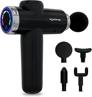 Lifelong Gun Massager for Pain Relief - Touch Display-Percussion Massage Gun Machine for Full Body - Rechargeable Gun Massager with 20 Speed Setting for Muscle Massage of Back, Neck, Shoulder, Hand,