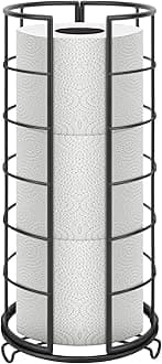 NearMoon Toilet Paper Organizer Stand, Free Standing 3 Rolls Tissue Storage, Metal Bathroom Accessory, Rustproof Toilet Roll Holder for Kitchen Countertop Inside Cabinet Shelf(Metal Base, Matte Black)