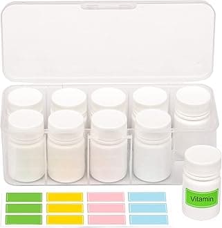 Small Plastic Empty Pill Bottle with Caps Labels for Travel Medicine Bottle Organizer Vitamin Container,10pcs(25ml)