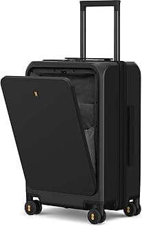 – Carry-on Suitcase 20 Inch with Laptop Compartment, Travel Lightweight Luggage Hard Shell with USB Charging Port, Cabin Size with 8 Spinner Wheels, TSA (55cm, 35L , Black)