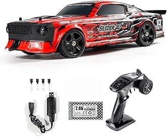 RC Drift Car with Gyro 1/14 Hobby RC Car Off Road Fast Remote Control Truck Drifting 4WD High Speed 40 KM/H with 390 Motor Gyroscope Proportional Control Metal Chassis Ball Bearing
