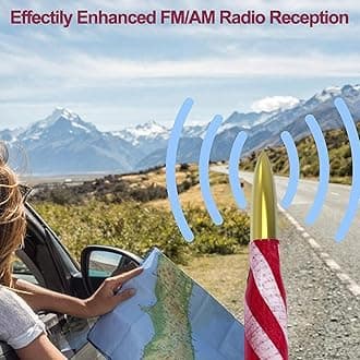 Car Truck Antenna with Valve Stem Caps - American Flag Design, Universal Vehicle Short Antenna Replacement for Ford F150 F250 F350 Super Duty Raptor Dodge RAM GM Chevy Silverado 1500 2500 3500, Gold