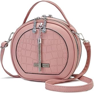 Stylish Leather Round Crossbody Sling Side Shoulder Hand Bags for Women | Daily Use | Mobile Phone Bag | Ladies Purse | Birthday Gift for Teenager Girls | Wife | Rakhi Gifts for Sisters