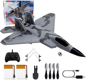 AVCXEC RC Plane, 2.4 GHz 2-CH Remote Controlled Airplane, Remote Controlled Fighter Aircraft with 6-Axis Gyro Stabilizer, Aeroplane Toy, RC Sailplane for Beginners, Children and Adults