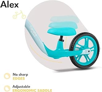 Lionelo Alex Children's Balance Bike up to 30 kg, Adjustable Saddle and Handlebar, 12 Inch Eva, Foam Wheels, Robust Construction, Steering Impact Limiter, EN 71