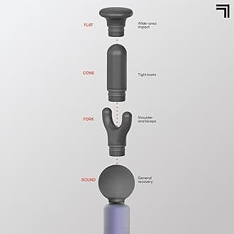 Sharper Image Powerboost Move 2.0 - Mini Percussion Massage Gun| 4 Attachments, 4 Speeds| Portable Full Body Back & Shoulder Massager| Muscle Recovery & Pain Relief| Deep Tissue Massage Tool Gift