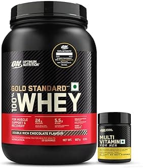 OPTIMUM NUTRITION (On) Multivitamin For Men60 Tablets,26 Vitamins & Minerals And Gold Standard 100% Whey 2 Lbs -(Double Rich Chocolate),2 Count,55 Servings