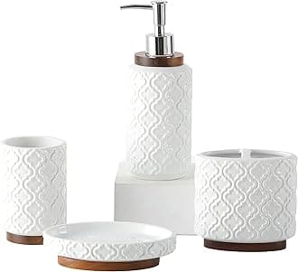 embossed ceramic bath set