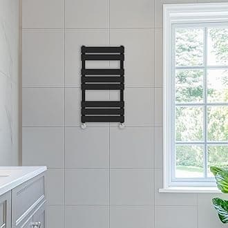 NRG 800 x 450 mm Designer Flat Panel Heated Towel Rail Radiators Black Bathroom Radiator