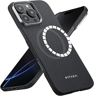 Pitaka Case for iPhone 16 Pro Compatible with Magnetic, Slim & Light iPhone 16 Pro Case 6.3-inch with a Case-Less Touch Feeling, 1500D Aramid Fiber Made (Black)