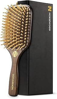 100% Natural Wood Hairbrush for Massaging Scalp,for Most Hair Types, Wooden Bristle for Reducing Damage, Scalp Massager Perfect for Women, Men & Kids
