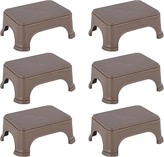 Kuber Industries Pack of 6 Durable Bathroom Stool for Bathing | Comfortable Indoor Machiya for Sitting | Senior Citizens Bath Stool & Adults Patla Chair for Home | Plain P6 - Brown