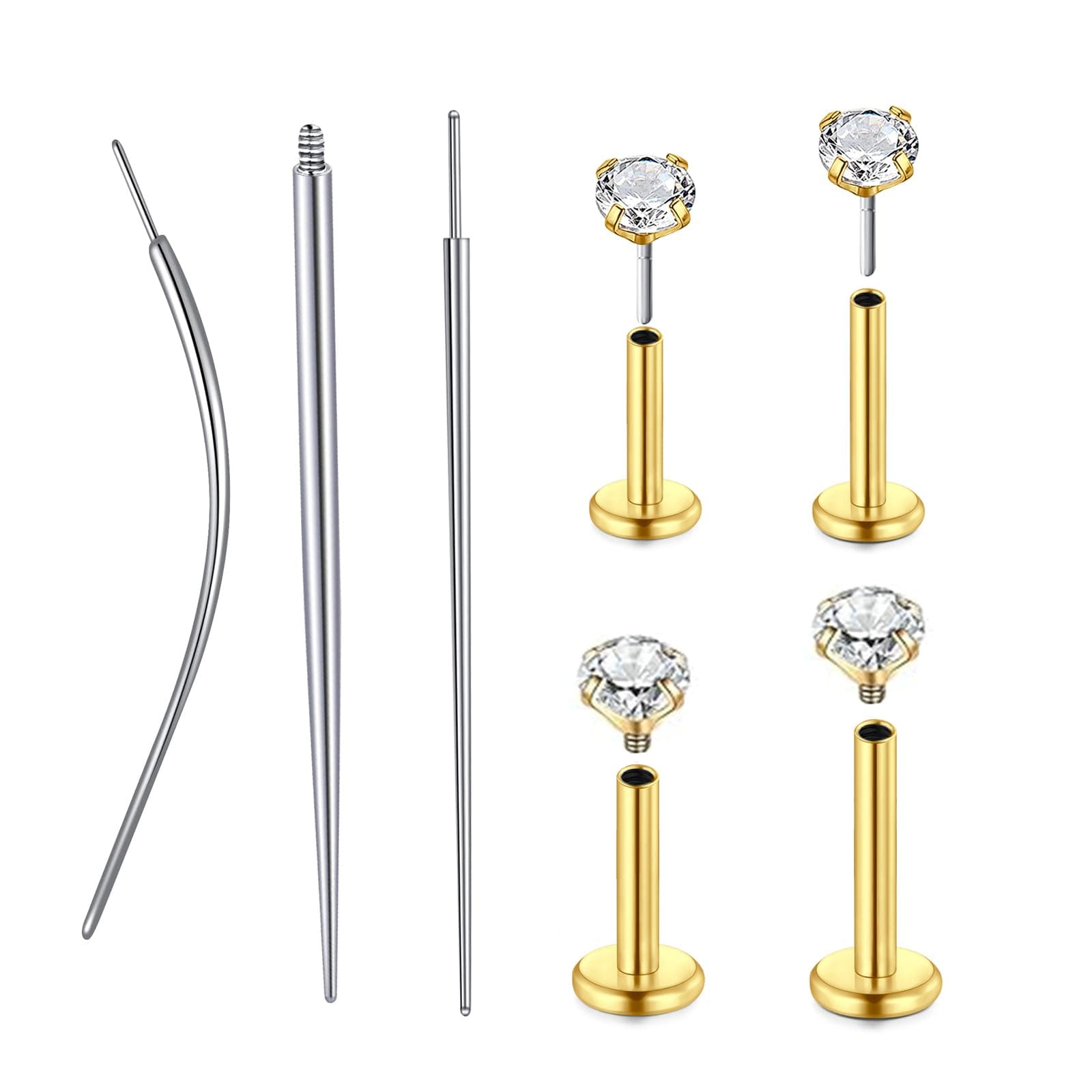 Piercing Taper Threadless Insertion Tool - Titanium Labret Pin 16g, 18g, 20g