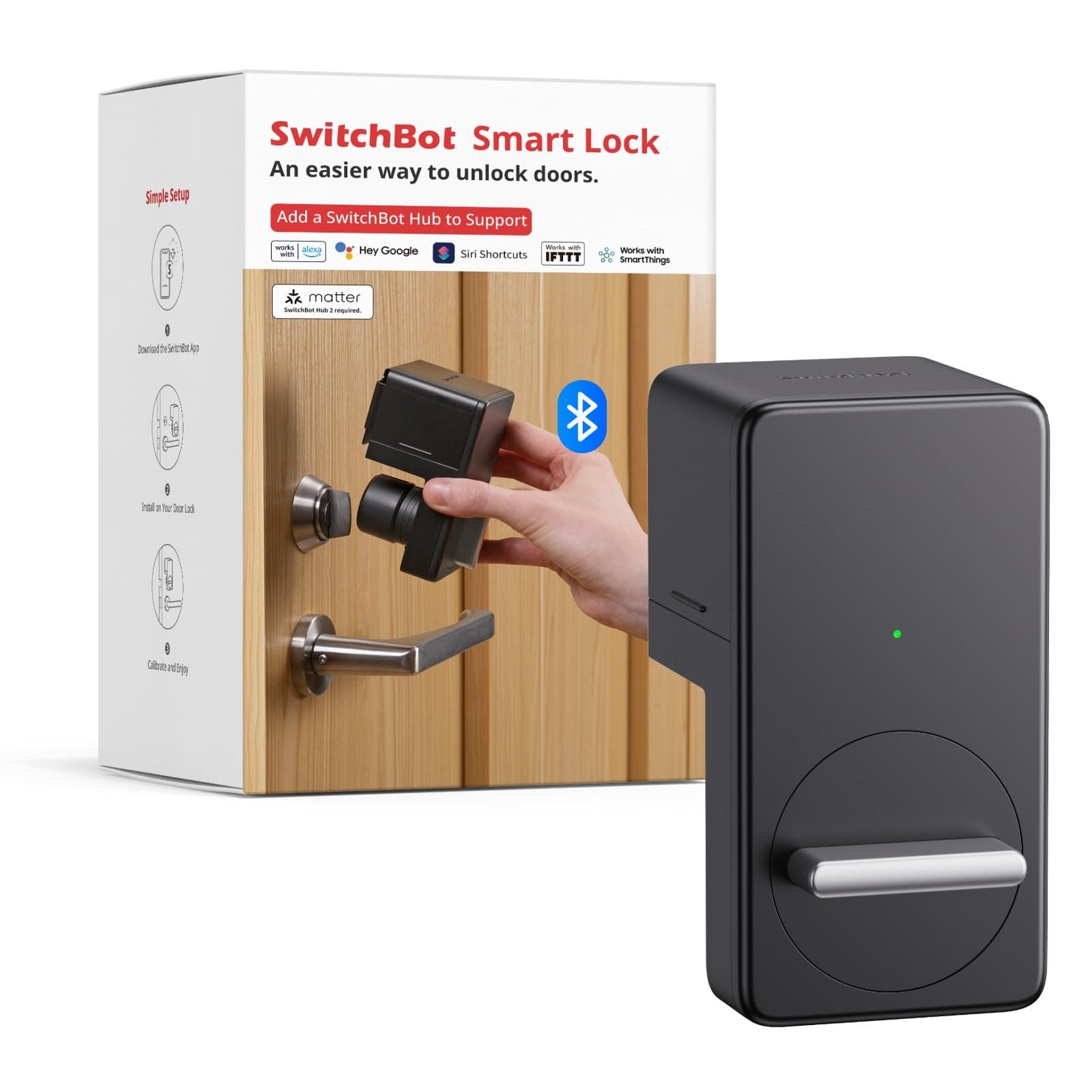 Smart Lock, Bluetooth Electronic Deadbolt, Keyless Entry Door Lock, Smart Lock for Front Door, Compatible with WiFi Bridge (Sold Separately), Keyless Lock Fits Your Existing Deadbolt