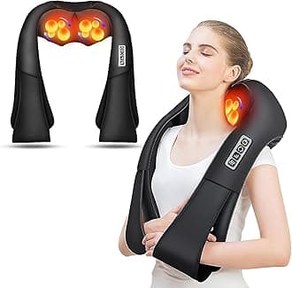 AERLANG Shiatsu Back and Neck Massager, Back Massager Deep Tissue Kneading Massager Neck and Shoulder Massager with Heat, Electric 4D Massage Pillow for Men Dad((NOT Cordless)