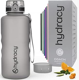 Hydracy Water Bottle with Time Marker - Large 2 Litre BPA Free Bottle & No Sweat Sleeve - Leak Proof Gym Bottle with Fruit Infuser Strainer & Times to Drink - Ideal for Fitness, Sports & Outdoors