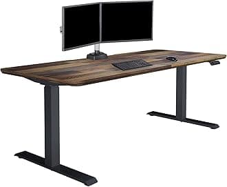 Vari Classic Electric Standing Desk - VariDesk Height Adjustable Sit/Stand Desk - Dual Motor with Memory Presets, Stable T-Style Legs - Gaming or Home Office Workstation - 72”x30”, Reclaimed Wood