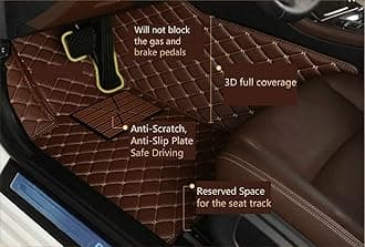 Custom Floor Mats for Cars fit 95% Sedan SUV Sports Car Full Coverage All Weather Pads Protection Non-Slip Leather Floor Liners (Red+Orange Edge)