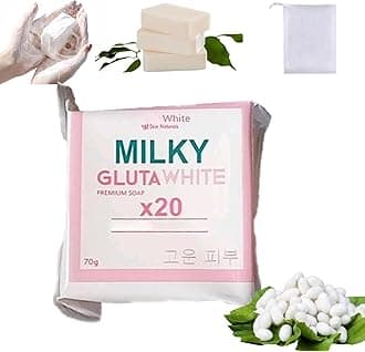 Milky Gluta White Soap 20x, Milky Gluta White Soap, Glutamilk 𝐖𝐡𝐢𝐭𝐞𝐧𝐢𝐧𝐠 Soaps, Glutamilk Premium BarSoap for Face & Body, Deep Cleanse, Exfoliate & Hydrated (1PCS)