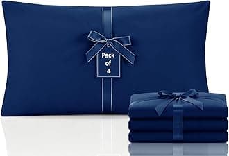 Moonlight Bedding Pillow Cases 4 Pack – Navy Pillowcases Envelope Closure Super Soft Brushed Microfiber Standard House Wife Pillow Covers, (50 X 75 CM)