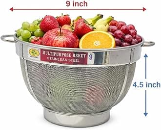 GD Rice Strainer Bowl Rinse Fruit Drainer Vegetable,Stainless Steel Strainer Sieve Colander (Multi Purpose Strainer)