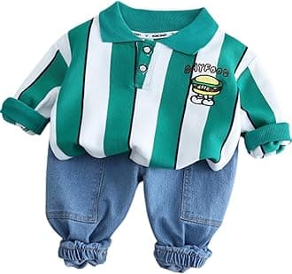 GOOGO GAAGA Printed T-shirt with Denim Pant for Boys - Cotton Clothing Set for Baby Boy | Soft Fabric Half Sleeves Tshirt | Regular Fit Kids Outfit, Black Color