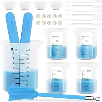 Silicone Measuring Cups for Resin,Clearly 2 Scales 250&100ml Resin Measuring Cups,Silicone Stir Sticks,Silicone Mixing Paddle,Reusable & Easy Clean Supplies for Mixing,Molds,Jewelry Making