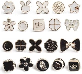HEAVY DRIVER® 20pcs Brooch Pins for Women Cover Up Button Pins Instant Button Jeans Button Pins Women Shirt Safety Brooch Enamel Pins Modesty Pins Pearl Brooch Buttons for DIY Clothing Dress Coat