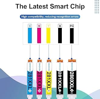 10 Pack PGI-280XXL/CLI-281XXL Replacement for Canon 281 Ink Cartridges for Canon 280 281 Ink Cartridges Compatible with PIXMA TR8520 TR8620a TR8620 TR7520 TR8600 TS6120 TS6220 TS9120
