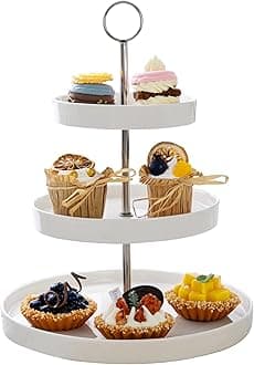 Sweese 734.101 3-Tier Porcelain Cupcake Stand, Tiered Dessert Stand, Cake Stand - White Porcelain Round Plates for Tea Party Wedding Baby Shower Buffet Server