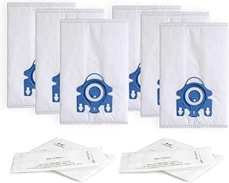 Replacement GN Vacuum Cleaner Bags Compatible with Miele Classic C1,Complete C2, Complete C3, S227/S240, S270,S400,S2,S5,S8 Series Canister Vacuum Cleaner (6 Pack Dust Bags + 2 Set Filters)