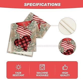 Artoid Mode Wood Eucalyptus Hearts Valentine's Table Runner, Anniversary HoliKitchen Dining Table Decoration for Home Party Decor 13x60 Inch