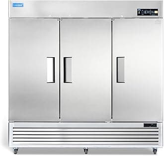 ICECASA 82" W Commercial Refrigerator Reach-in 72 Cu.ft 3 Solid Door Stainless Steel Commercial Refrigerator Fan Cooling for Restuarant, Bar, Shop, etc