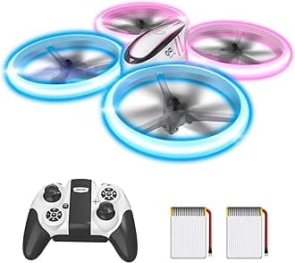 Q9s Drones for Kids,Cool RC Drone with Altitude Hold and Headless Mode,Hobby Quadcopter with Blue&Pink Light,2 Batteries and Remote Control,Birthday and Xmas Gifts Toys for Boys and Girls,Pink