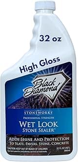 Black Diamond Stoneworks Wet Look Natural Stone Sealer From Black Diamond Stoneworks Provides Durable Gloss and Protection to: Slate, Stone, Concrete, Brick, Block, Sandstone, Driveways, Garage Floors. Interior or Exterior.