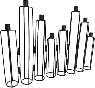 Design Era Flexible Multi-Stick Metal Candle Holder for Home Decor, Matt Black, 8 Candle Sticks